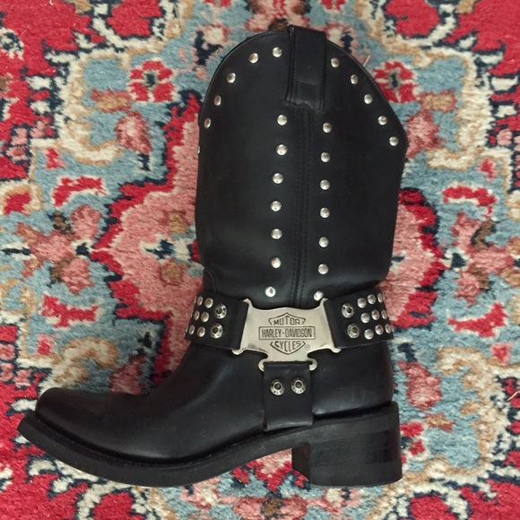 Harley-Davidson Shoes - Harley Davidson Harness Studded Black Riding Boots